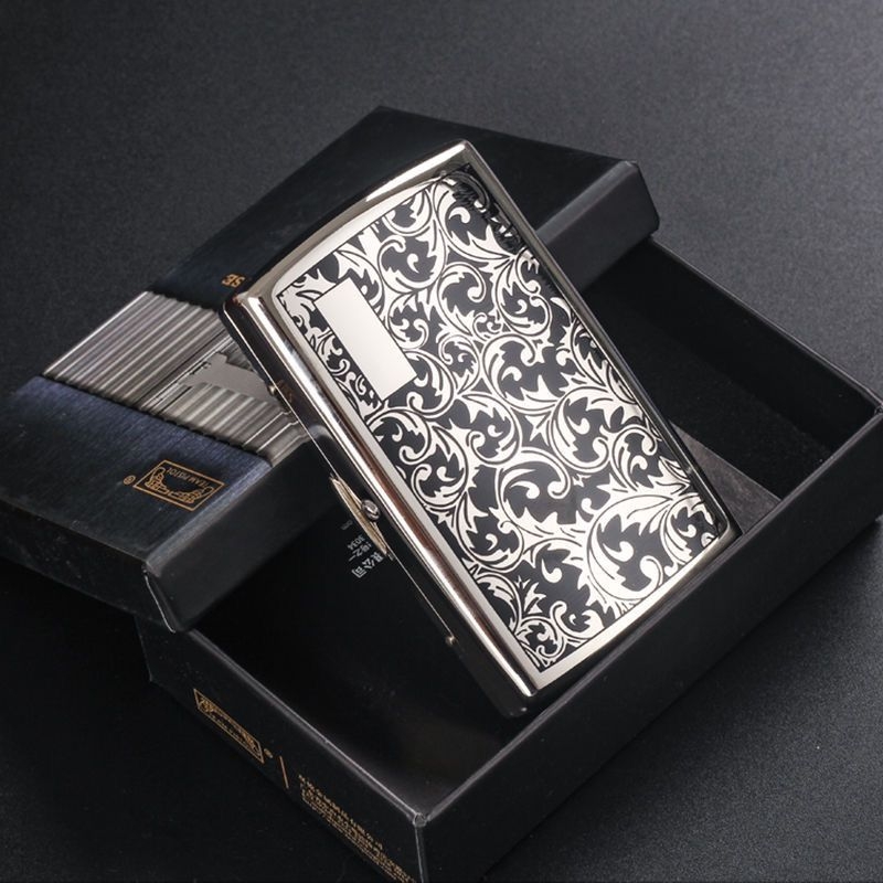 Kūrybingas itin plonas dvigubo pistoleto cigarečių dėžutės vario cigarečių dėžutės rašalo Tang žolės šiurkšti šaka 12 pakuočių korozijos ekrano spausdinimo rašto suspaudimo cigarečių segtukas