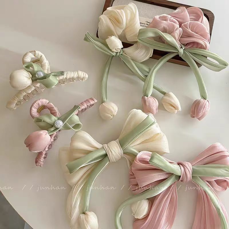 Naujas „Tulip Poncho Clip“ gaivus, saldus plaukų aksesuaras, galvos apdangalas, plaukų segtukas, kutais dengtas lankas, didelis pojūtis