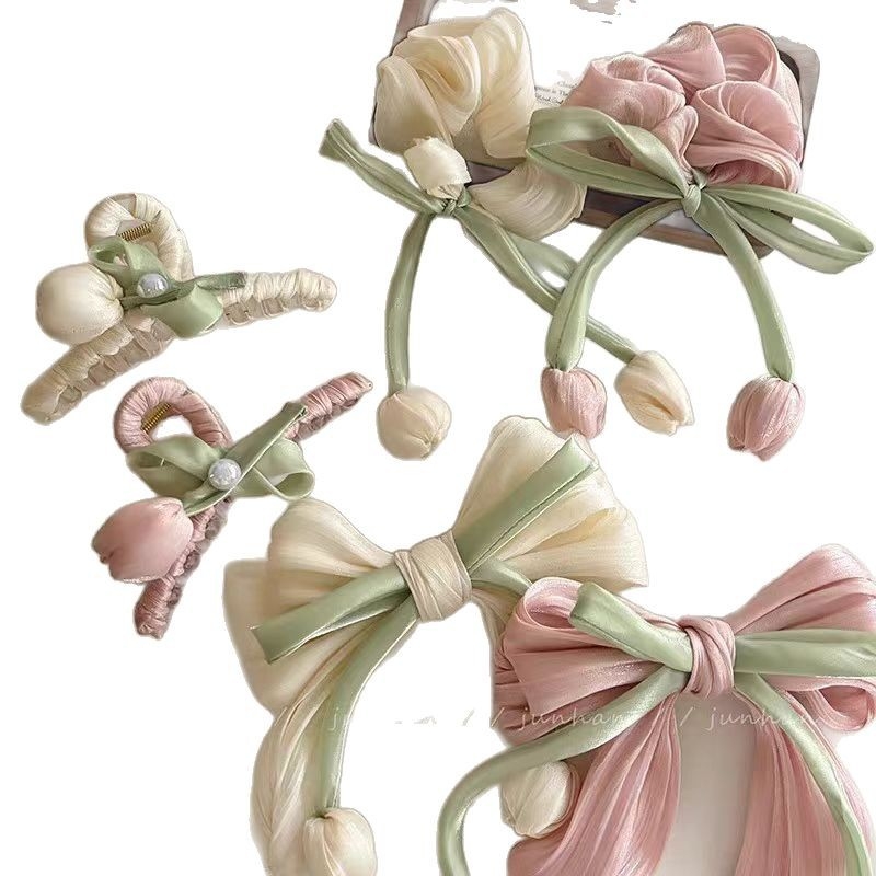 Naujas „Tulip Poncho Clip“ gaivus, saldus plaukų aksesuaras, galvos apdangalas, plaukų segtukas, kutais dengtas lankas, didelis pojūtis