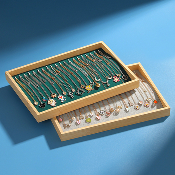 Ράφι επίδειξης κολιέ από μπαμπού και ξύλο, δίσκος κοσμημάτων, δίσκος κοσμημάτων για βραχιόλια, δίσκος αποθήκευσης κρεμαστών κοσμημάτων, παλέτα επίδειξης πάγκου κοσμημάτων