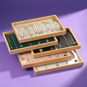 Ράφι επίδειξης κολιέ από μπαμπού και ξύλο, δίσκος κοσμημάτων, δίσκος κοσμημάτων για βραχιόλια, δίσκος αποθήκευσης κρεμαστών κοσμημάτων, παλέτα επίδειξης πάγκου κοσμημάτων