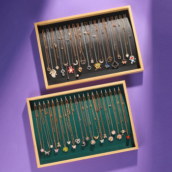 Ράφι επίδειξης κολιέ από μπαμπού και ξύλο, δίσκος κοσμημάτων, δίσκος κοσμημάτων για βραχιόλια, δίσκος αποθήκευσης κρεμαστών κοσμημάτων, παλέτα επίδειξης πάγκου κοσμημάτων