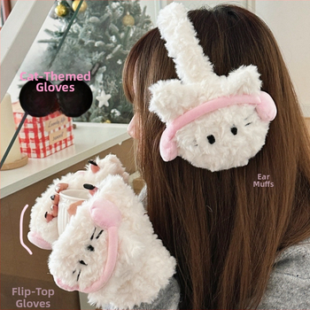 Γάντια ωτοασπίδων Winter Sweet Joker για κορίτσια, ανθεκτικά στο κρύο, ζεστά, αντιανεμικά, κοψίματα στα μισά δάχτυλα, χαριτωμένα κοσμήματα