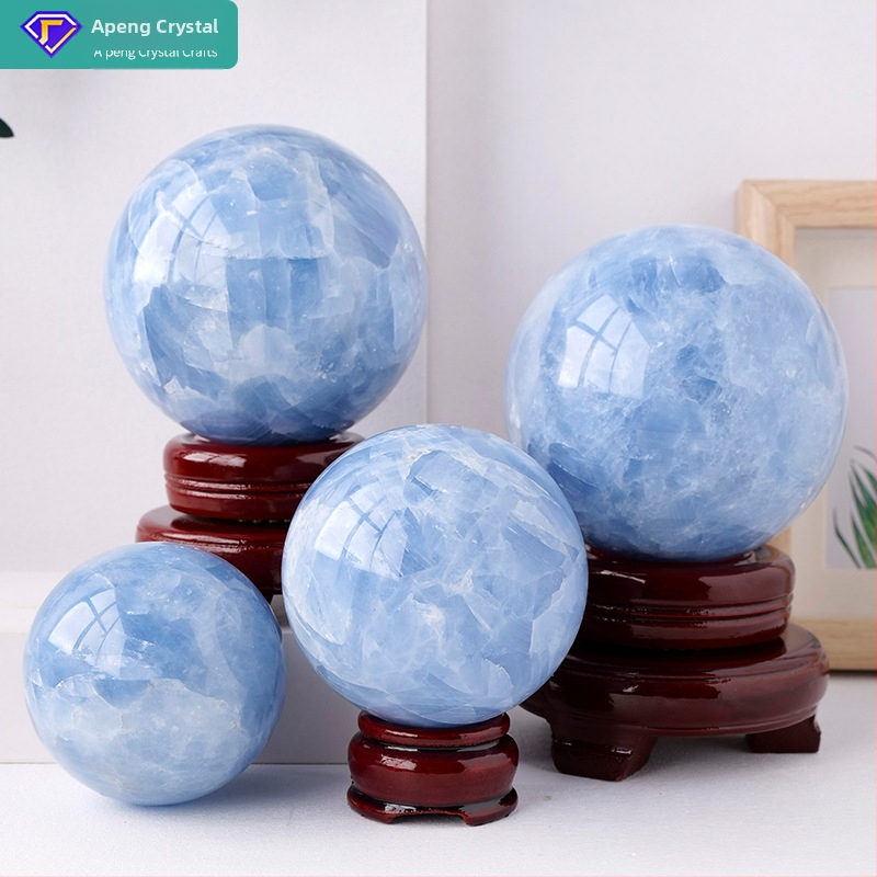 Natūralaus krištolo celestito krištolo rutulio papuošalai, originalus akmuo, poliruotas kianito rutulys, fengšui rutulys, septynių žvaigždžių masyvas, namų papuošalai