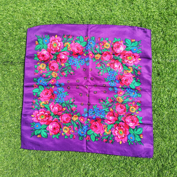 Roosa salliga trükitud ruudukujuline sall, suure lillega sall etnilises stiilis naiste sall, laos hulgimüügis