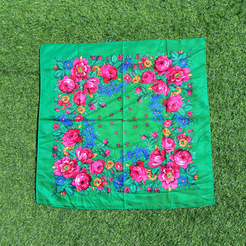 Roosa salliga trükitud ruudukujuline sall, suure lillega sall etnilises stiilis naiste sall, laos hulgimüügis