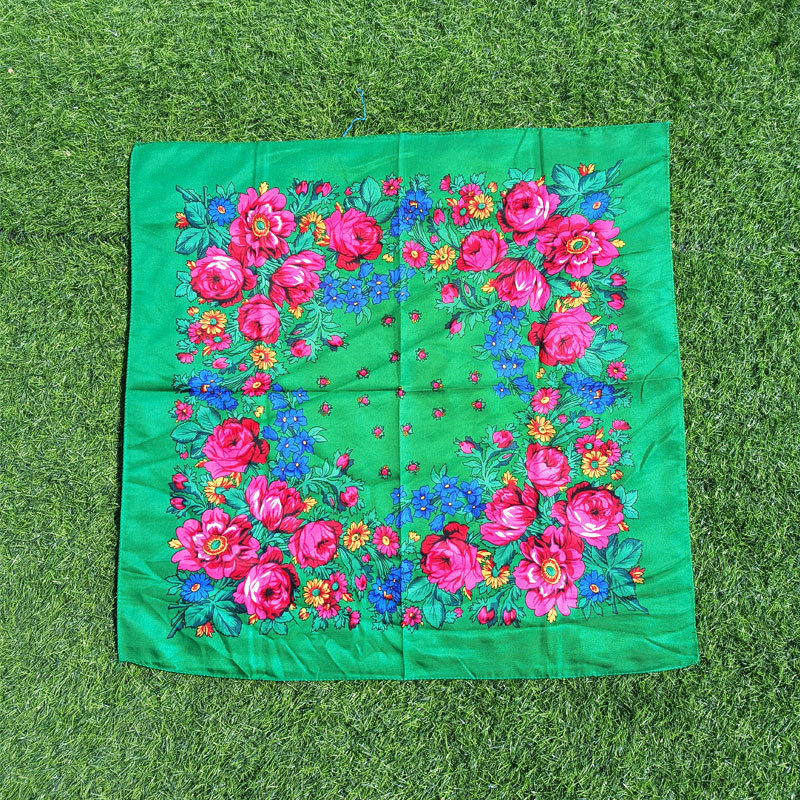 Roosa salliga trükitud ruudukujuline sall, suure lillega sall etnilises stiilis naiste sall, laos hulgimüügis