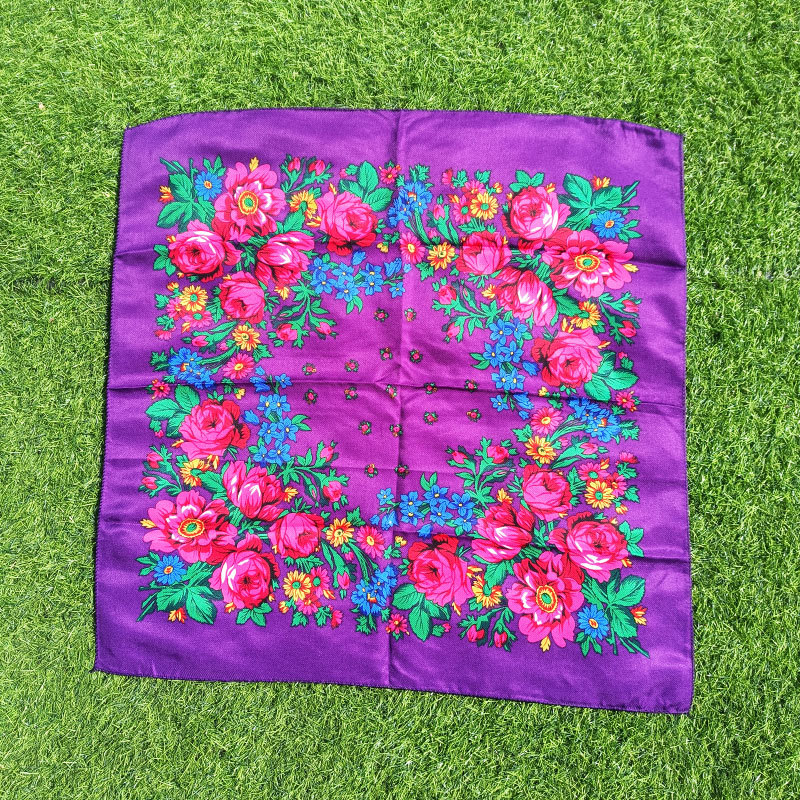 Roosa salliga trükitud ruudukujuline sall, suure lillega sall etnilises stiilis naiste sall, laos hulgimüügis