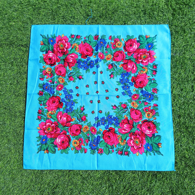 Roosa salliga trükitud ruudukujuline sall, suure lillega sall etnilises stiilis naiste sall, laos hulgimüügis