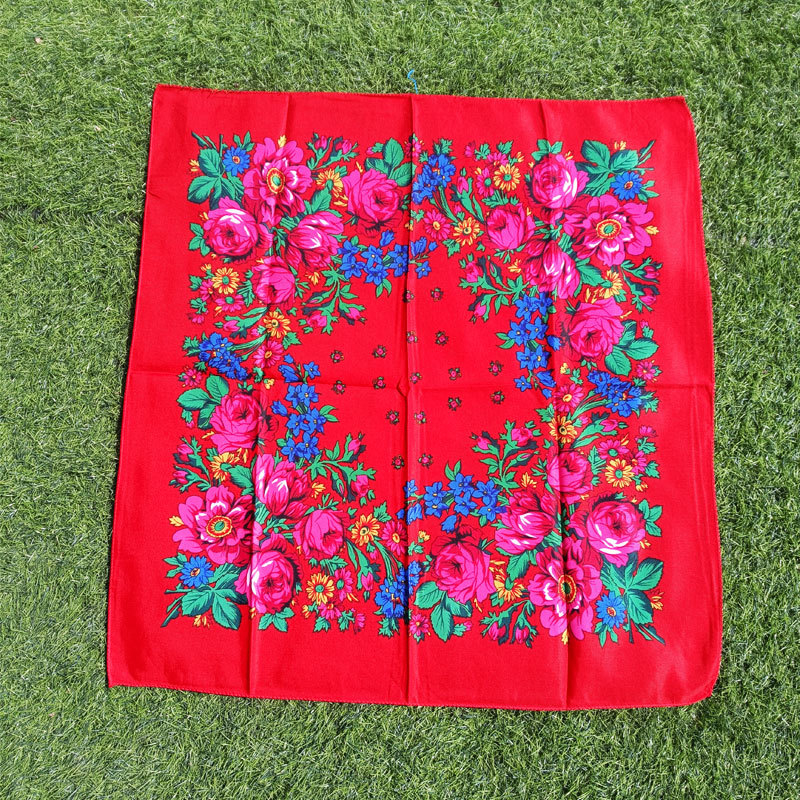 Roosa salliga trükitud ruudukujuline sall, suure lillega sall etnilises stiilis naiste sall, laos hulgimüügis