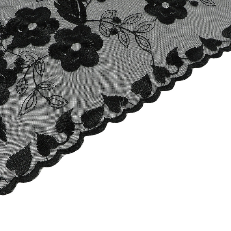 Японски и корейски монохромен моден триъгълен сватбен воал черно и бяло с двуцветен дантелен печат, дишащ триъгълник SJJ022