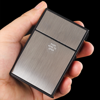 20 vnt. cigarečių dėklas iš aliuminio lydinio paviršiaus, automatinis atverčiamas dangtelis, visas pakuotės birių cigarečių dėklas, plastikinis, madingas nešiojamas dėklas vyrams.