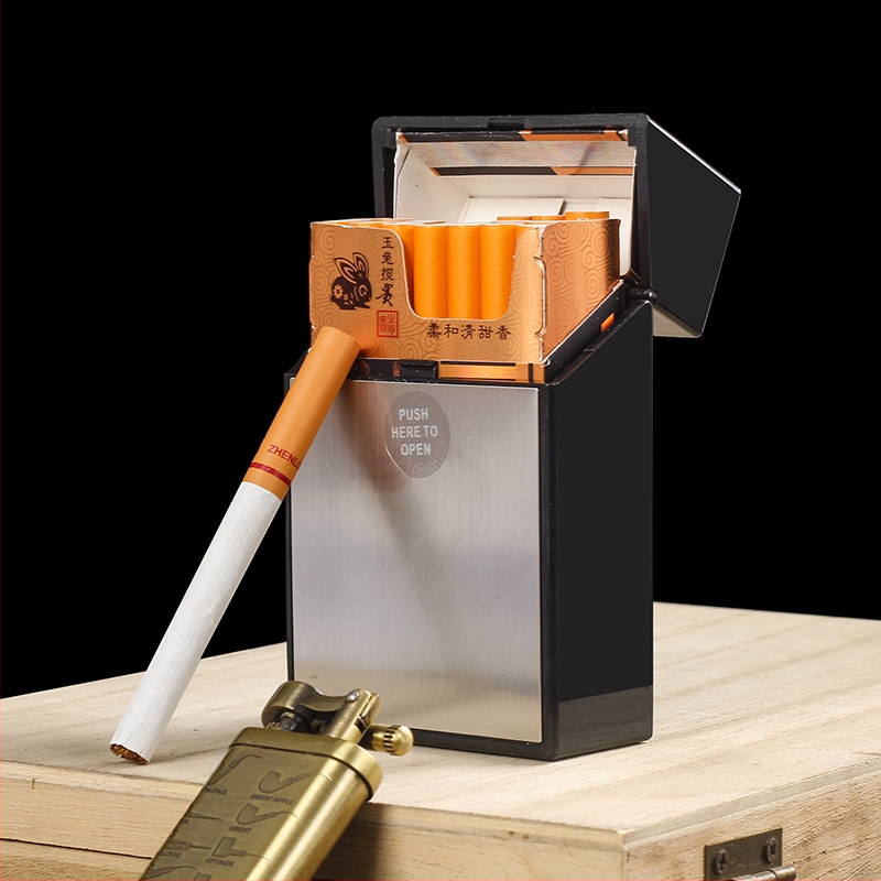 20-balenie puzdro na cigarety, hliníkové zliatinové povrchové puzdro, automatické vyklápacie puzdro, celé balenie, hromadné puzdro na cigarety, plastové módne prenosné puzdro pre mužov