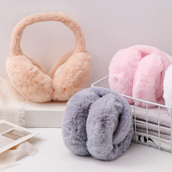 Zimné nové imitácie králičieho zamatu teplé chrániče sluchu v kórejskom štýle pre študentky, dámske chrániče sluchu, nemrznúca vrecko na uši, vetruodolné, skladacie, teplé