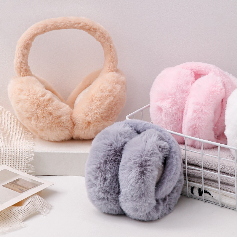 Zimné nové imitácie králičieho zamatu teplé chrániče sluchu v kórejskom štýle pre študentky, dámske chrániče sluchu, nemrznúca vrecko na uši, vetruodolné, skladacie, teplé