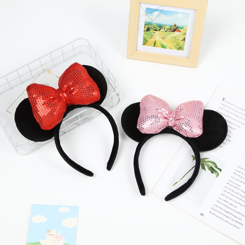 Mielas tarpvalstybinis Mikio ir Minnie galvos juosta su blizgučiais ir ausimis, plaukų aksesuarai