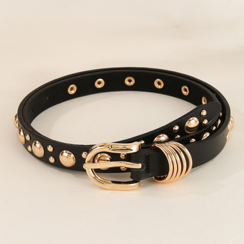 Curea nouă pentru femei, stil punk, cu nituri aurii încrustate cu ciuperci, stil boutique, heavy metal, la modă, cu blugi