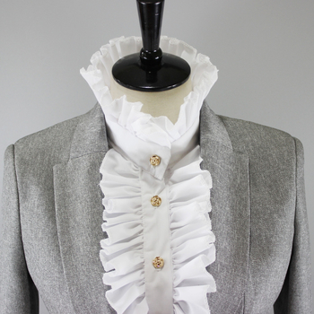 Ρετρό κολάρο με βολάν σε διασυνοριακό στυλ, χρυσή αγκράφα με αστέρι και λευκό ψεύτικο κολάρο με βολάν