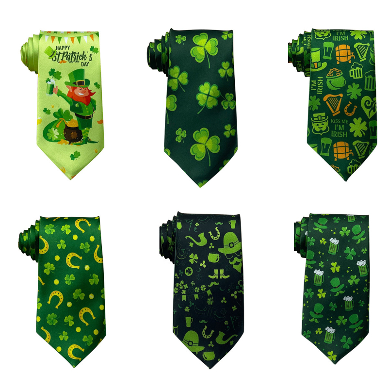 Ekskluzivna ukrasna kravata za festival svetog Patrika preko granice, ovratnik s djetelinom i zelenim patuljcima za irski festival