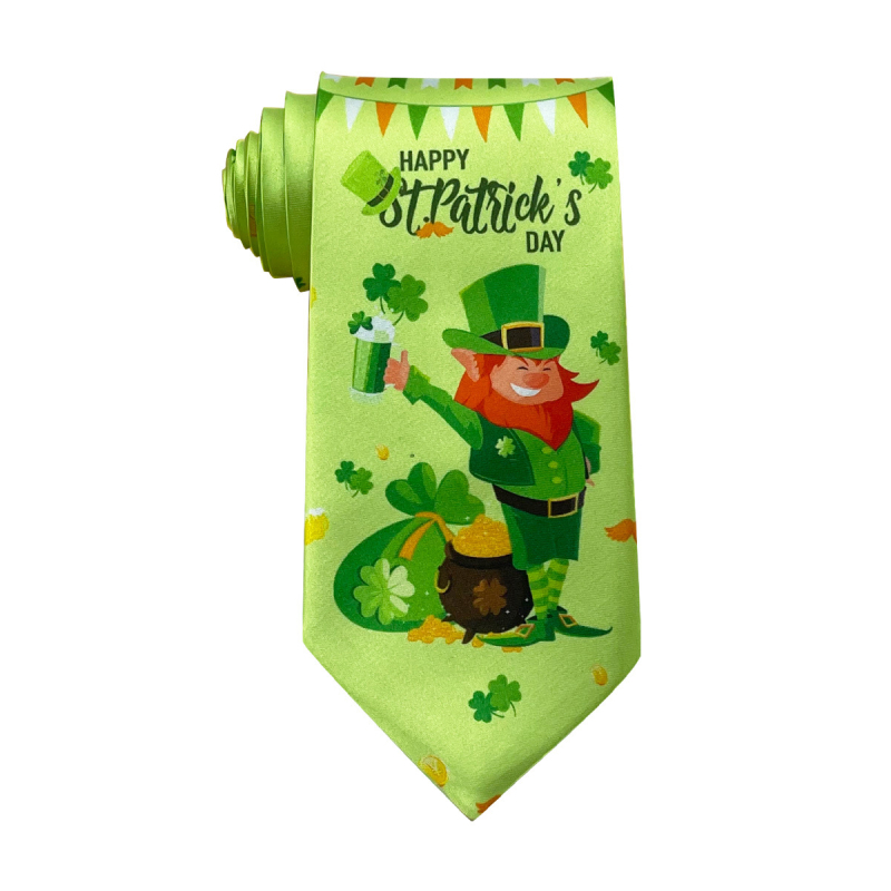 Ekskluzivna ukrasna kravata za festival svetog Patrika preko granice, ovratnik s djetelinom i zelenim patuljcima za irski festival