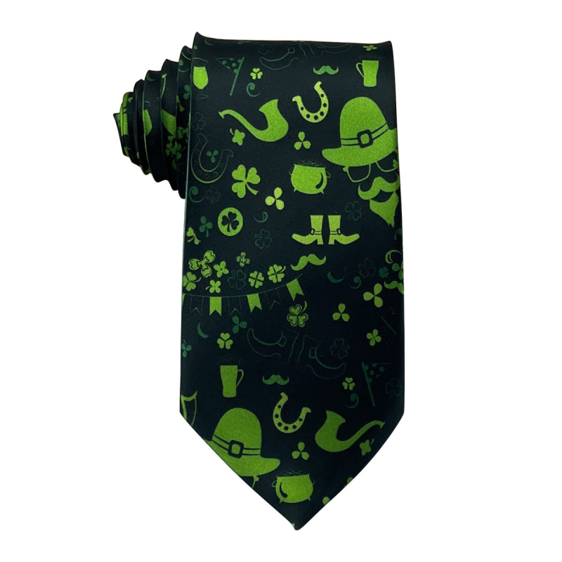 Ekskluzivna ukrasna kravata za festival svetog Patrika preko granice, ovratnik s djetelinom i zelenim patuljcima za irski festival