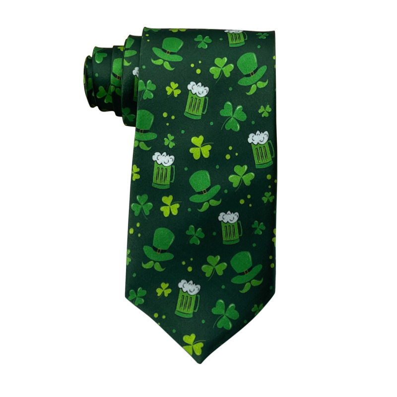 Ekskluzivna ukrasna kravata za festival svetog Patrika preko granice, ovratnik s djetelinom i zelenim patuljcima za irski festival
