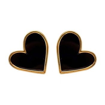 Titán acél, nem fakuló, kiváló minőségű fekete szerelmes fülbevalók, titán acél, női, niche dizájn, őszi és téli, európai és amerikai stílusú szerelmes fülbevalók