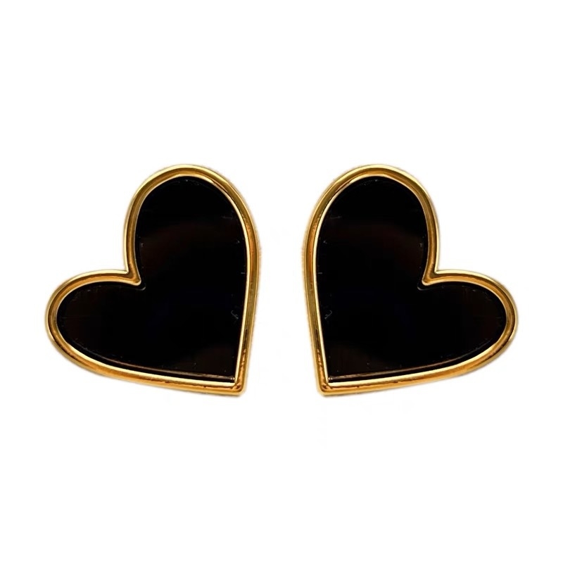 Titán acél, nem fakuló, kiváló minőségű fekete szerelmes fülbevalók, titán acél, női, niche dizájn, őszi és téli, európai és amerikai stílusú szerelmes fülbevalók