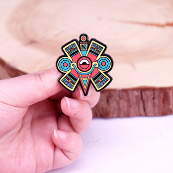 Actekų simbolis Olin emalio segtukas mados papuošalai