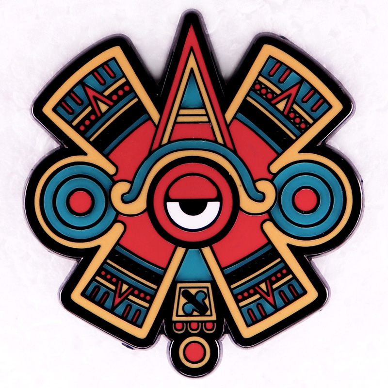 Actekų simbolis Olin emalio segtukas mados papuošalai