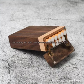 Θήκη τσιγάρων από καρυδιά για άνδρες και γυναίκες, ξύλινο κουτί αποθήκευσης τσιγάρων 20 τεμαχίων, δημιουργική ξύλινη λεπτή θήκη τσιγάρων με αναδιπλούμενο καπάκι