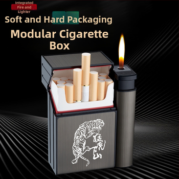 Internetinis raudonas kūrybinis cigarečių dėklo žiebtuvėlis, integruotas 20 vnt. pakuotėje, asmeninis nešiojamas, slėgiui atsparus, drėgmei atsparus cigarečių žiebtuvėlis su žiebtuvėliu