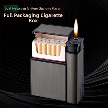 Αναπτήρας τσιγάρων με θήκη τσιγάρων, ενσωματωμένος κόκκινος, φορητός, ανθεκτικός στην πίεση και την υγρασία, με ενσωματωμένο αναπτήρα, 20 τεμάχια