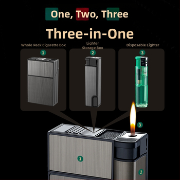 Αναπτήρας τσιγάρων με θήκη τσιγάρων, ενσωματωμένος κόκκινος, φορητός, ανθεκτικός στην πίεση και την υγρασία, με ενσωματωμένο αναπτήρα, 20 τεμάχια