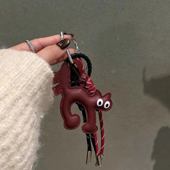 Vintažinis raudonos spalvos odinis katės laipiojimo virvės pakabukas, naujo stiliaus mergaitiškas krepšys, pakabinamas telefono grandinėlė, universalus pakabukas, madingas