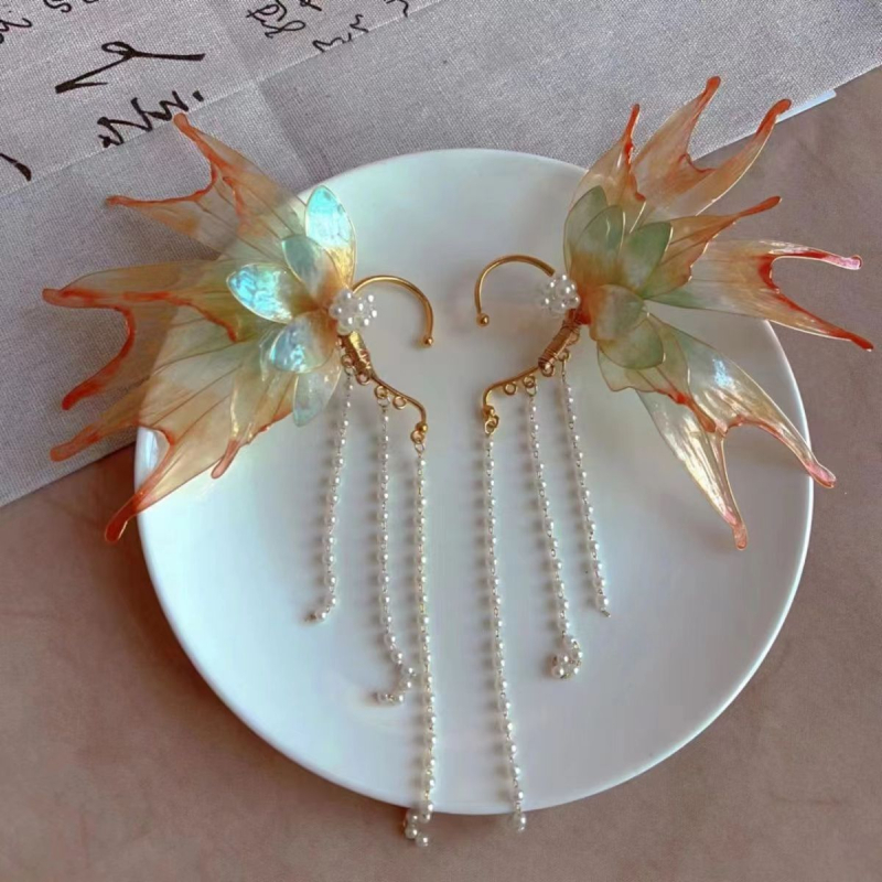 Super fėjos elfo drugelio žuvies Ji plaukų auskarai nacionalinio stiliaus kutais išskirtiniai antikvariniai Han drabužių aksesuarai plaukų aksesuarai galvos apdangalai