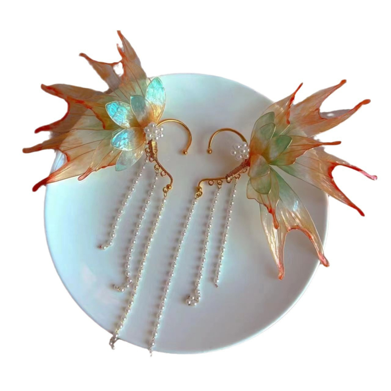 Super fėjos elfo drugelio žuvies Ji plaukų auskarai nacionalinio stiliaus kutais išskirtiniai antikvariniai Han drabužių aksesuarai plaukų aksesuarai galvos apdangalai