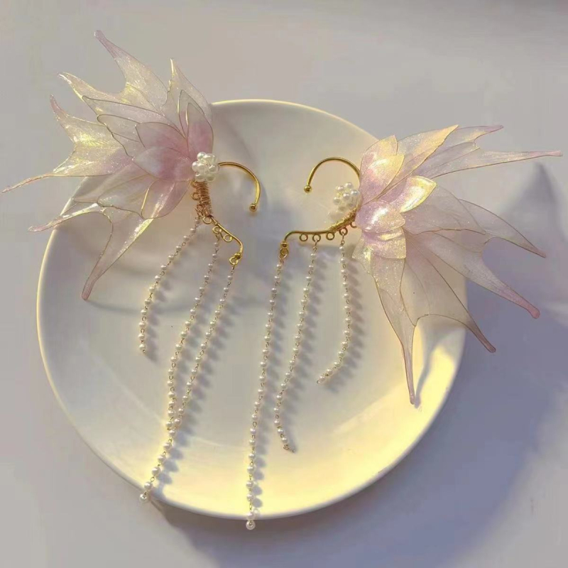 Super fėjos elfo drugelio žuvies Ji plaukų auskarai nacionalinio stiliaus kutais išskirtiniai antikvariniai Han drabužių aksesuarai plaukų aksesuarai galvos apdangalai