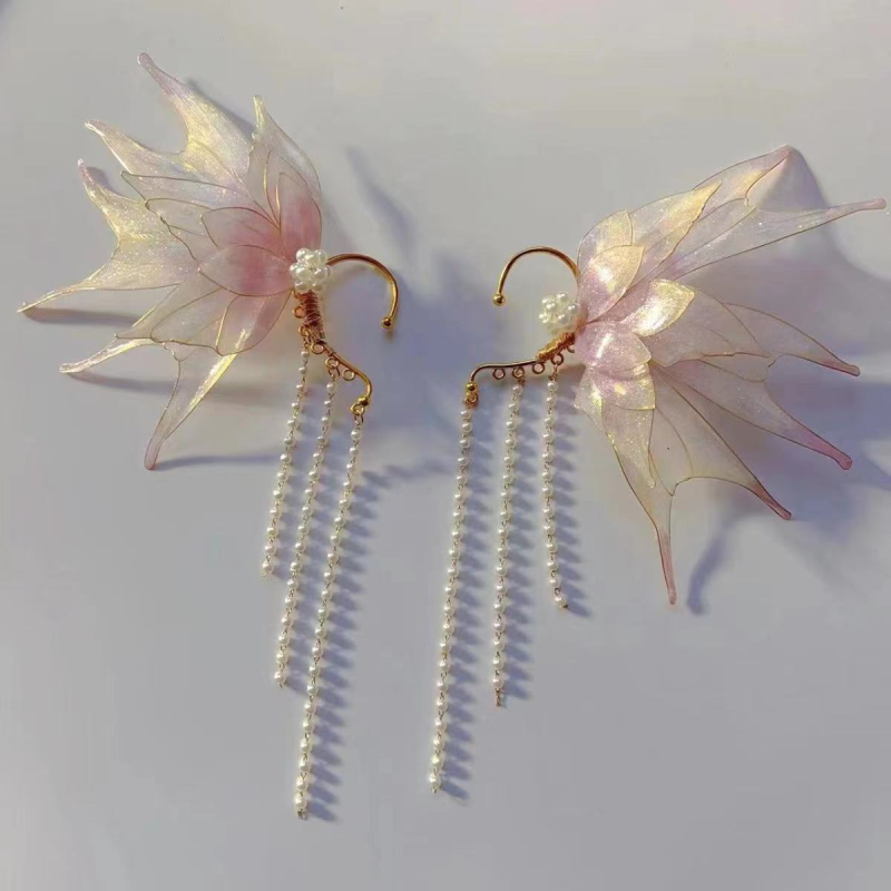 Super fėjos elfo drugelio žuvies Ji plaukų auskarai nacionalinio stiliaus kutais išskirtiniai antikvariniai Han drabužių aksesuarai plaukų aksesuarai galvos apdangalai