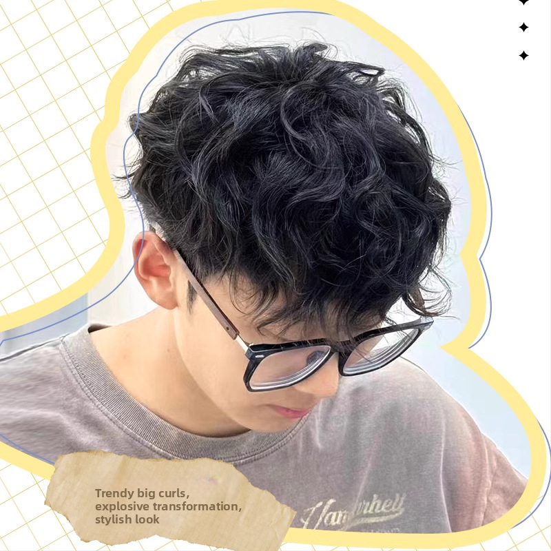 Мъжка перука от естествена коса, преиздадена отгоре, Block Handsome в стил Хонконг, Leslie Roll Atmosphere, мъжко преиздание на склад