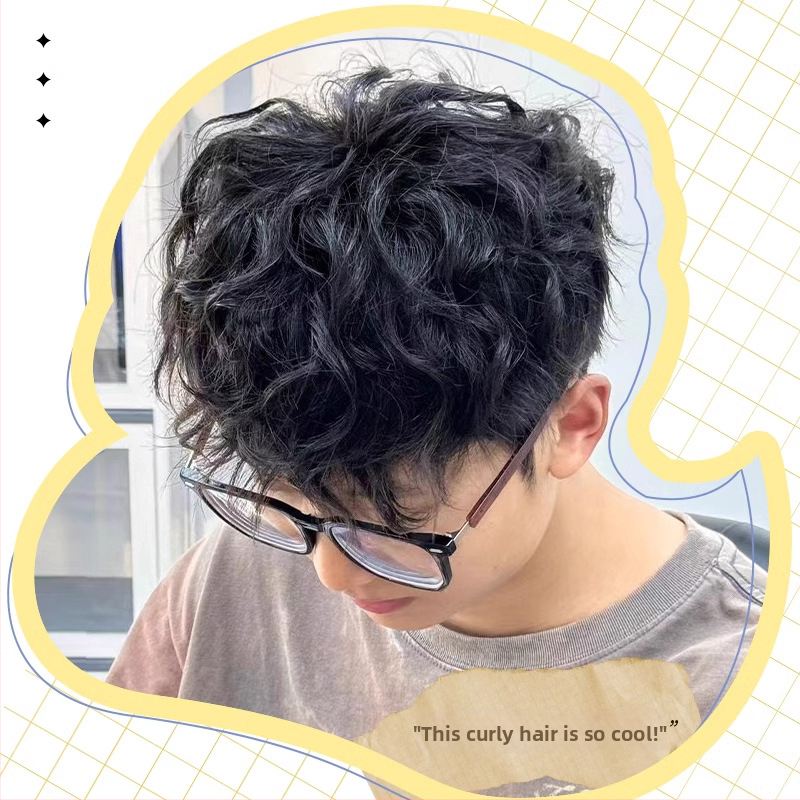 Мъжка перука от естествена коса, преиздадена отгоре, Block Handsome в стил Хонконг, Leslie Roll Atmosphere, мъжко преиздание на склад