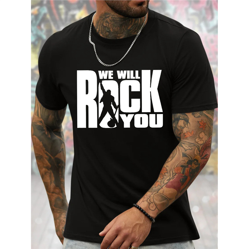 Užsienio prekyba, tarpvalstybinė Europos ir Amerikos prekyba, Europos kodas, plius dydžio, vyriški roko stiliaus, juokingi, grafiniai, laisvi, kasdieniai medvilniniai marškinėliai su raidėmis.