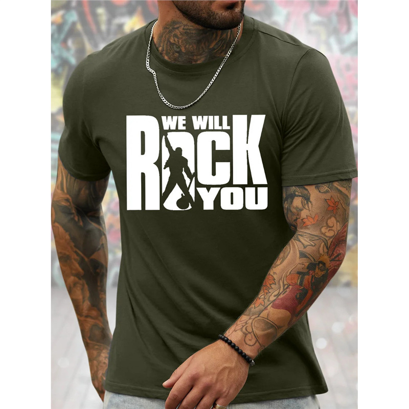 Užsienio prekyba, tarpvalstybinė Europos ir Amerikos prekyba, Europos kodas, plius dydžio, vyriški roko stiliaus, juokingi, grafiniai, laisvi, kasdieniai medvilniniai marškinėliai su raidėmis.