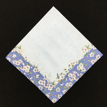 43 cm ilgio, 60-ųjų japoniška korėjietiška medvilninė marginta moteriška nosinaitė, šviežia nosinaitė, gamintojo prekė, sandėlyje, persikų žiedų raštas