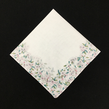 43 cm ilgio, 60-ųjų japoniška korėjietiška medvilninė marginta moteriška nosinaitė, šviežia nosinaitė, gamintojo prekė, sandėlyje, persikų žiedų raštas