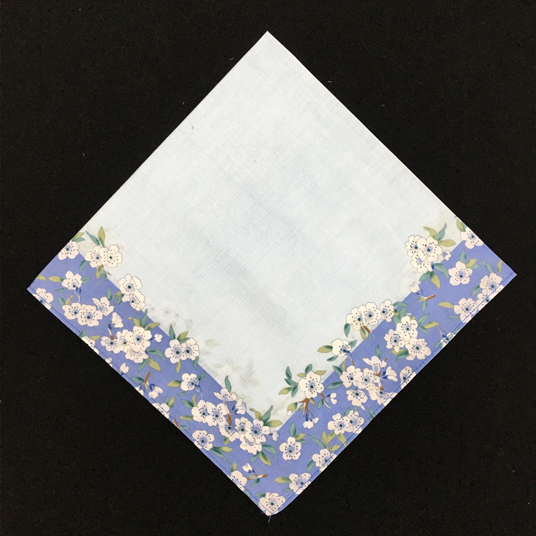 43 cm ilgio, 60-ųjų japoniška korėjietiška medvilninė marginta moteriška nosinaitė, šviežia nosinaitė, gamintojo prekė, sandėlyje, persikų žiedų raštas