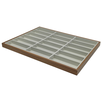 Ξύλινο κουτί κοσμημάτων με 18 θήκες και μαύρο χρώμα καρυδιάς σε απόθεμα, σε απόθεμα, για γυαλιά ηλίου, δίσκος πωλήσεων και εκλεκτή κοσμηματοθήκη