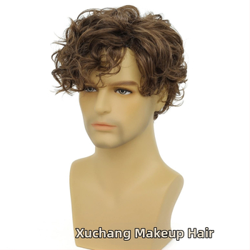 Euroopa ja Ameerika Ühendriikide uued meeste juuksed, lühikesed lokkis juuksed, pikad tukad, lühikesed lokkis meeste juuksed, naturaalsed lokkis, kohevad keemilisest kiust peakatted