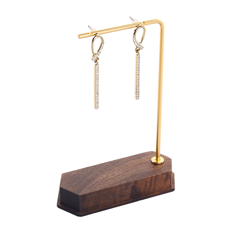 Riešutmedžio metalo auskarų stovas, skaitiklis, kūrybinis papuošalų stovas, karolių stovas, ausų nagų stovas, papuošalų demonstravimo stovas