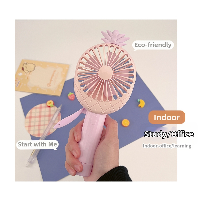 Нов продукт Мини плодов ръчен вентилатор с ръчно налягане, малък преносим сладък ръчен вентилатор за ананас и моркови